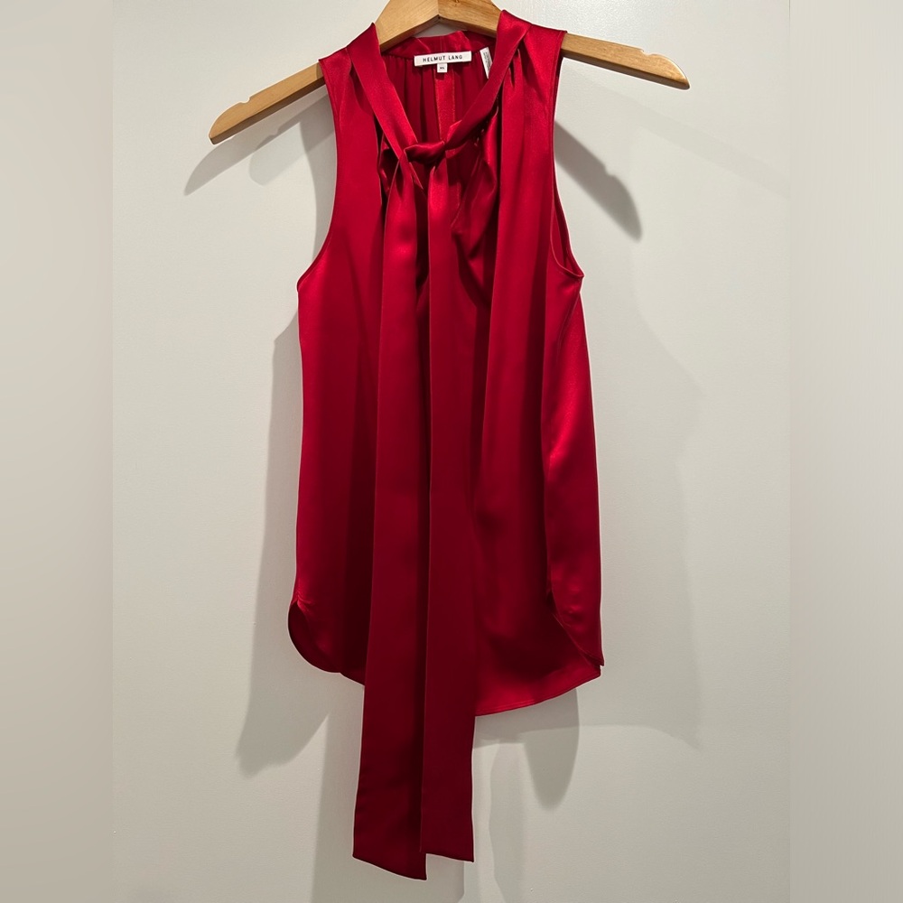 Helmut Lang Red Satin Blouse